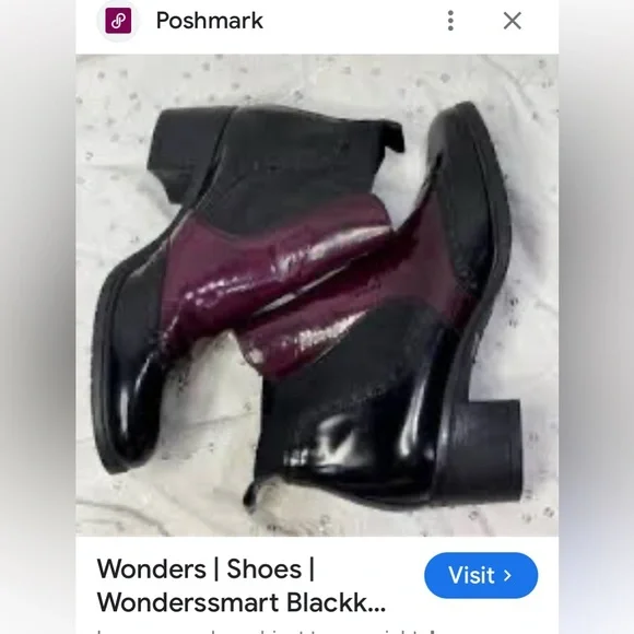 REDUCED!! Wonders black/burgundy leather ankle boots! Made in Spain 🇪🇸 6.5/7 - Picture 13 of 16